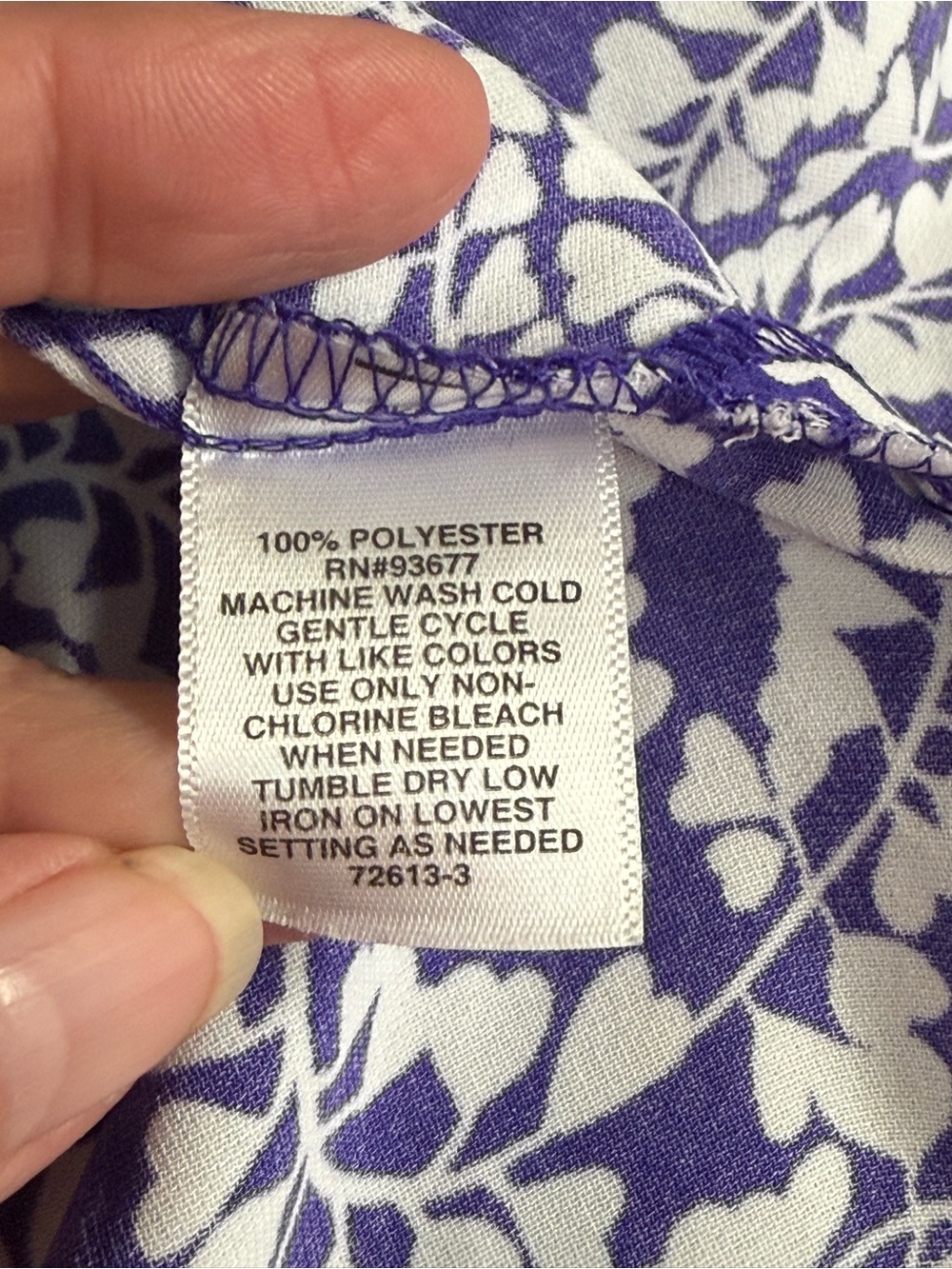 Liz Claiborne Purple White Floral Keyhole Blouse Top Large Boho Chic Tunic EUC!! - Picture 9 of 10